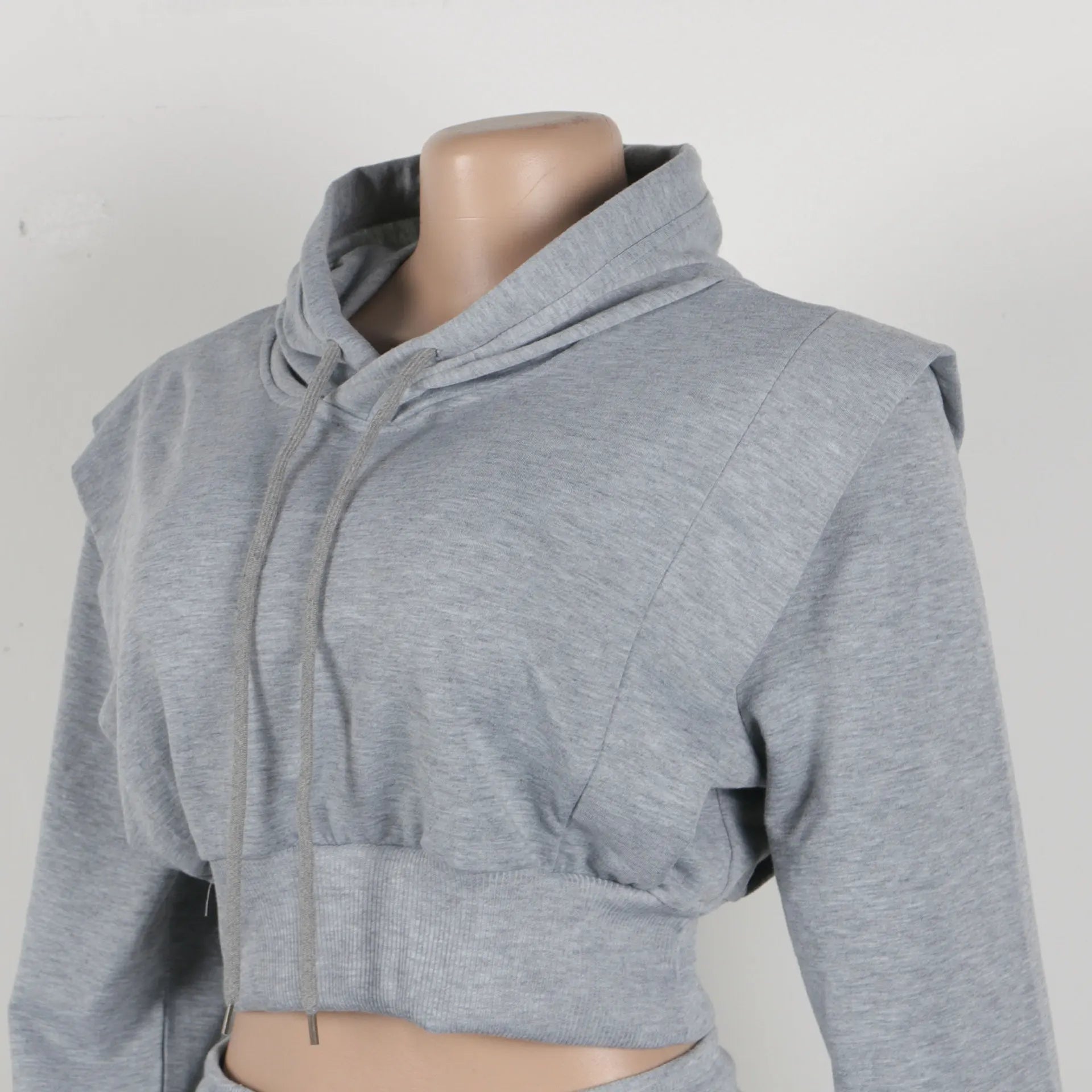 HLJ-Ensemble Deux Pièces Gris Décontracté pour Femme, Haut Court à Manches sulf, Pantalon à Jambes Larges, Survêtement Féminin