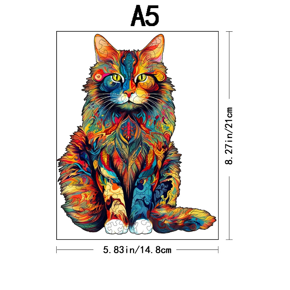 Puzzle en bois en forme d'animal irrégulier pour chat, jouet de haute difficulté, anniversaire, Noël, document proxy