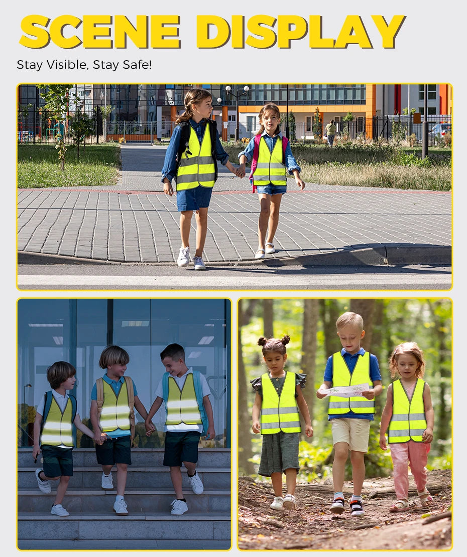 Gilet de sécurité pour enfants, vêtements réfléchissants pour enfants, formation, sport, protection scolaire, extérieur, bandes fluorescentes haute visibilité