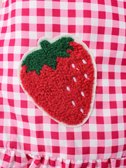 Combinaison d'été à carreaux pour filles, motif fraise, rouge, mignon, comparateur de jeu, mode, littérature, bébé, 1 pièce