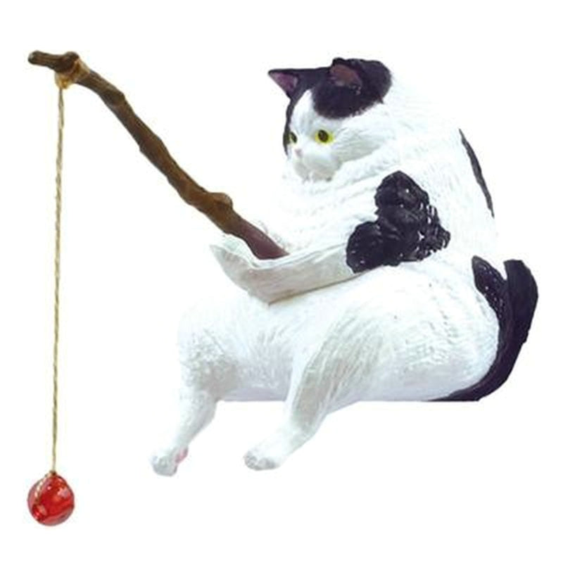 Fish-inspired fishing cat ornaments, mini resin figurine, cartoon cat statue for home office aquarium decoration