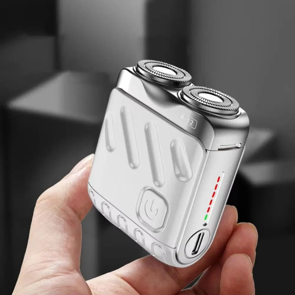 Mini Compact Electric Shaver for Men, Magnetic, Double Head, Portable, Rotary, Waterproof, 9000 Revolutions, Beard Trimmer for Dad