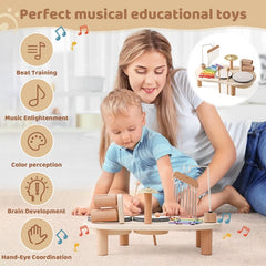 Jouets éducatifs pour bébés, cloches éoliennes en bois, jouets musicaux Montessori pour enfants, Xylophone, cadeaux d'anniversaire pour nouveau-nés, jouets de Table musicale