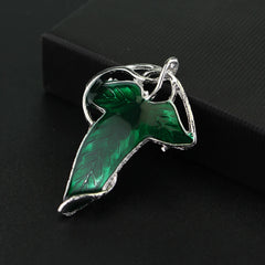 Green leaf elf brooch of Lorien, Tolkien Galadriel Legolas Frodo Baggins Aragorn tree enamel badge film jewelry wholesale