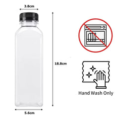 Bouteilles de jus de 500ML avec bouchons, bouteilles vides transparentes réutilisables avec entonnoir à brosse et étiquettes pour smoothies et autres boissons YY177