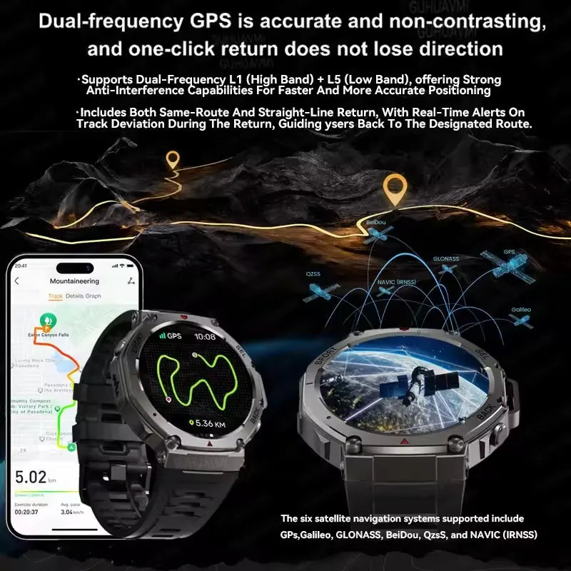 T-rex 3 Ultra GPS montre intelligente intégré double bande GNSS boussole altimètre barométrique 5ATM IP69K étanche AMOLED appel Smartwatch