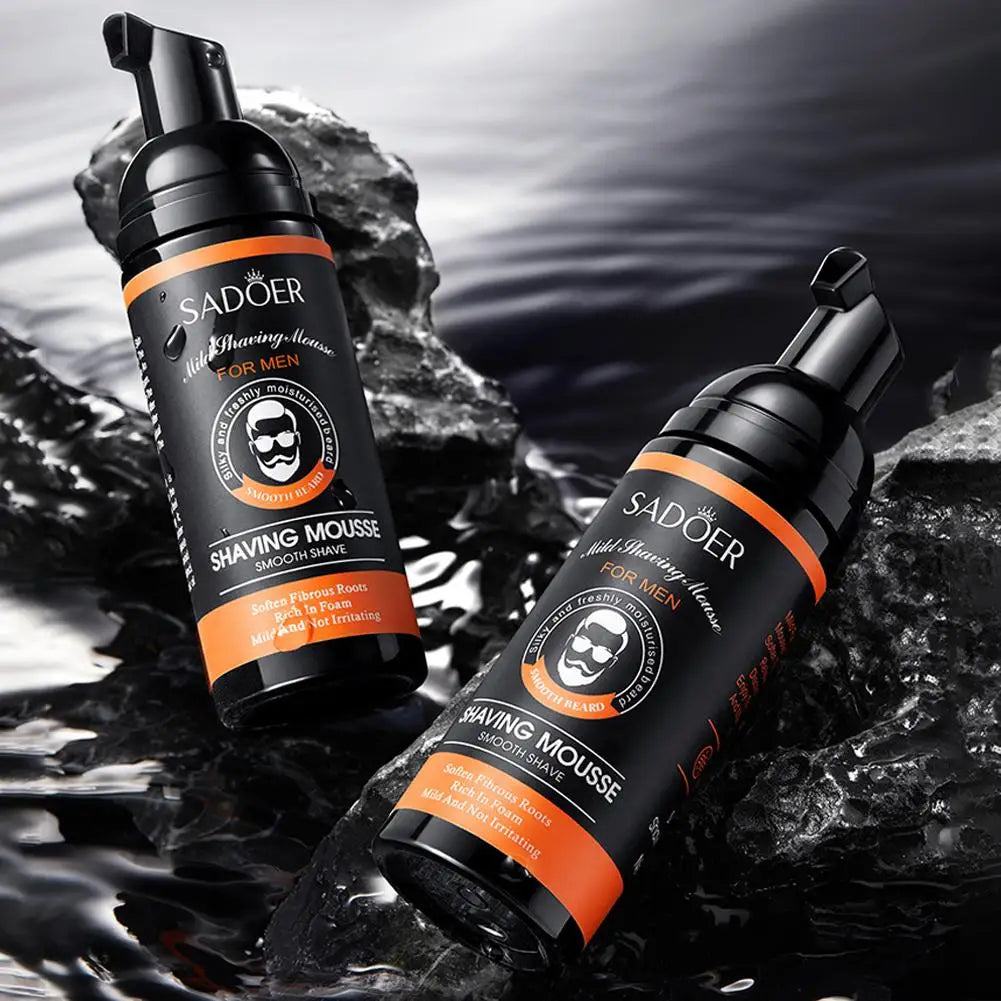 SADOER Mousse à raser pour hommes Mousse à raser pour barbe douce pour homme rafraîchissant hydratant adoucir les racines fibromes non irritantes