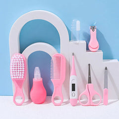 Nouveau-né 8 pièces/ensemble bébé soins de santé ongles cheveux thermomètre toilettage brosse Kit soins bébé essentiels nouveau-né matériel sécurité