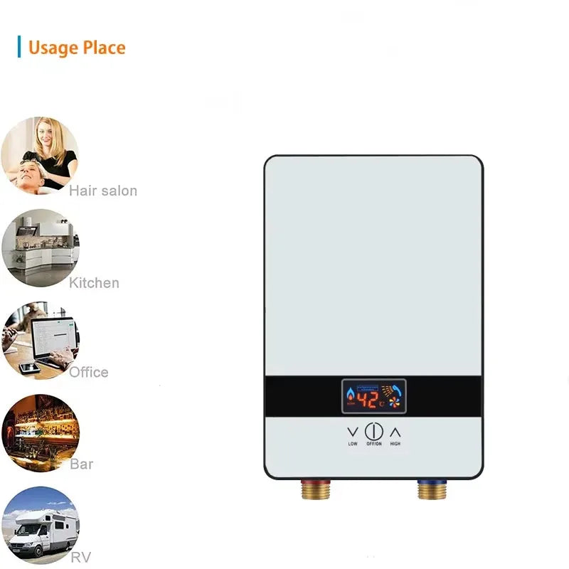 Chauffe-eau électrique instantané Portable petit chauffage rapide adapté pour salle de bain cuisine douche eau chaude rapide lorsqu'il est nécessaire