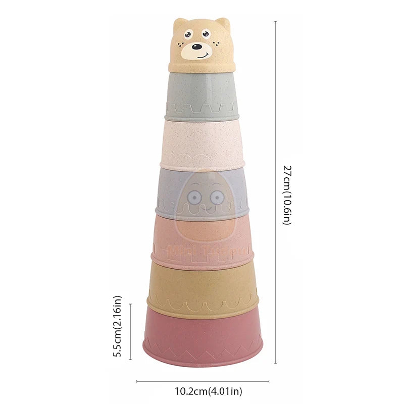 Jouets pour bébé, tasse empilable, dessin animé, apprentissage éducatif précoce, couleur, nidification, tri, bain-douche, jeu d'eau et de sable pour enfants