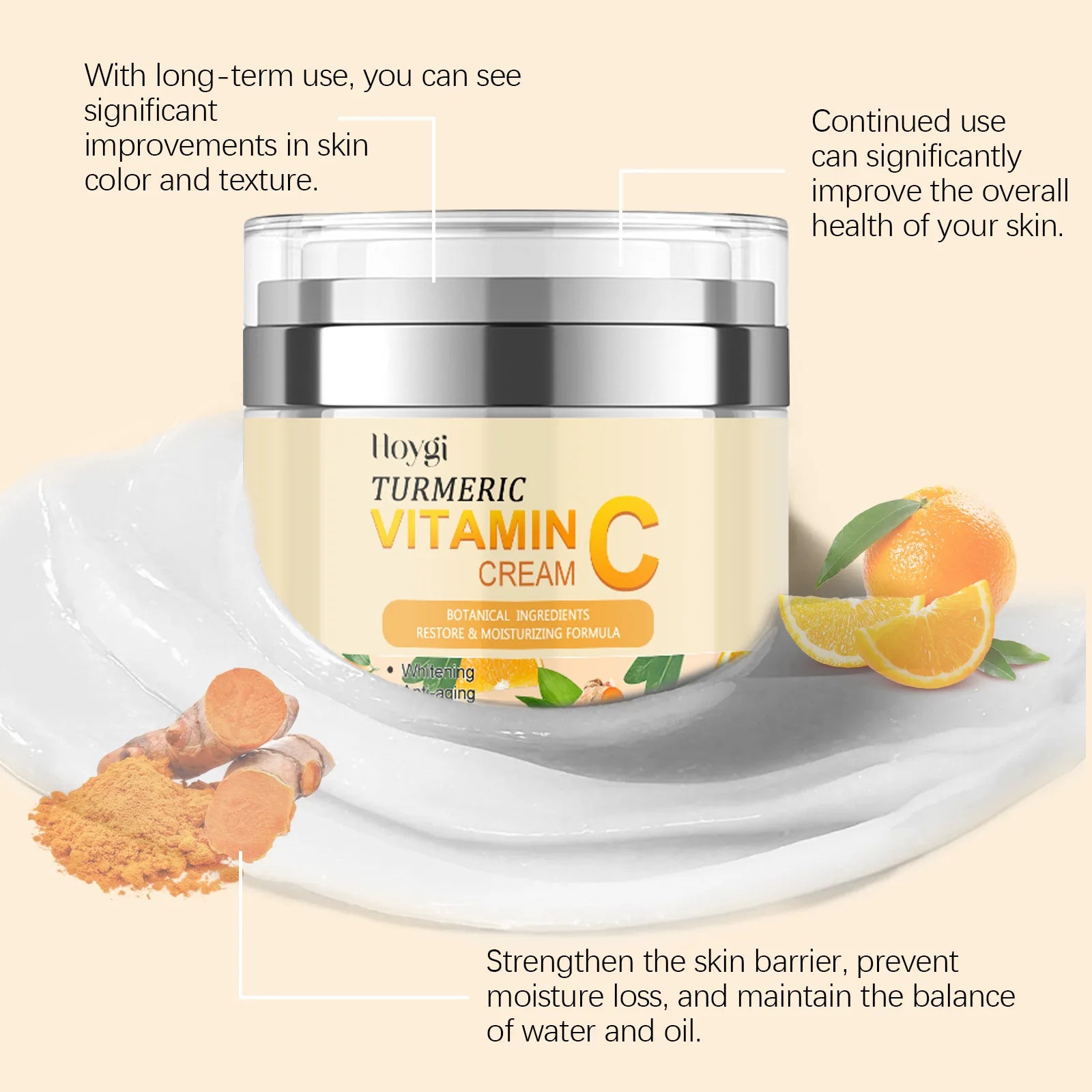 Nettoyant au curcuma, contrôle de l'huile, élimination des taches foncées, Anti-acné, nettoyage en profondeur, rétrécissement des pores, crème hydratante à la vitamine C