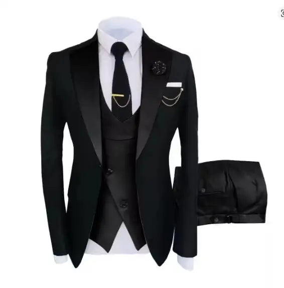 New Men's Suit Popular Luxury Clothing Party Stage Men's Suit Groomsmen Regular Fit Tuxedo 3 Piece Set Jacket + Pants + Vest