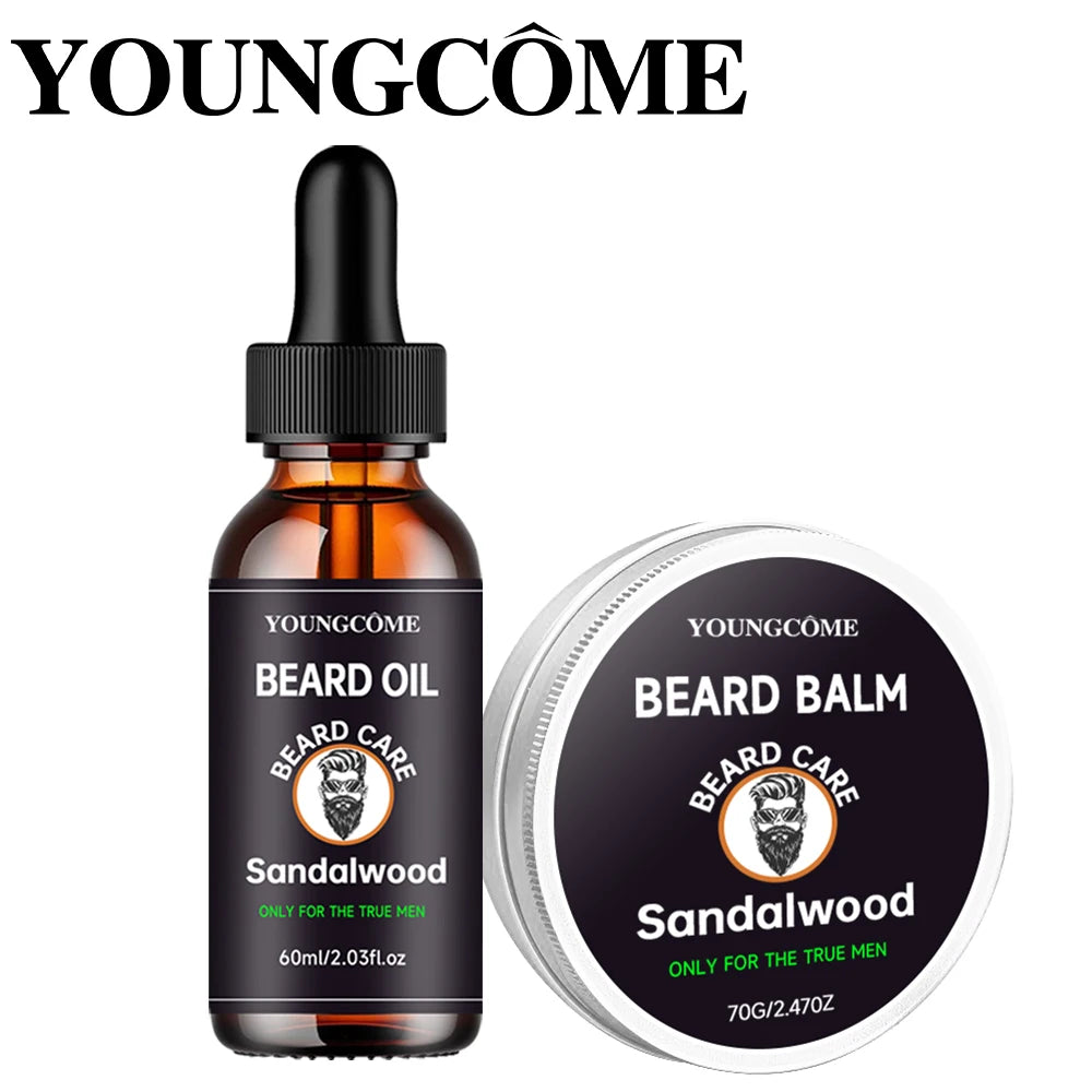 Kit de soins pour barbe, moustaches, shampoing pour nettoyage en profondeur, huile volumisante, baume pour moustache, huile hydratante pour barbe, ensemble de crème pour barbe