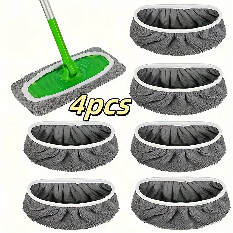 2 couleurs en option. 4 tampons de vadrouille réutilisables de haute qualité : lavables, durables, pour une utilisation sèche et humide, très absorbants.