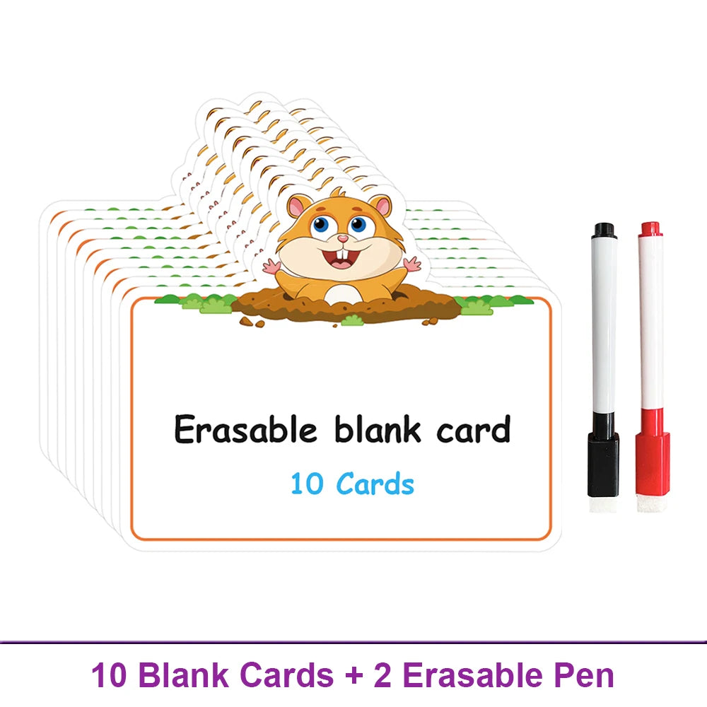 Cartes volantes effaçables à sec, cartes vierges, jeu Swat pour la maternelle, jouets éducatifs Montessori, carte d'apprentissage DIY, outils pédagogiques