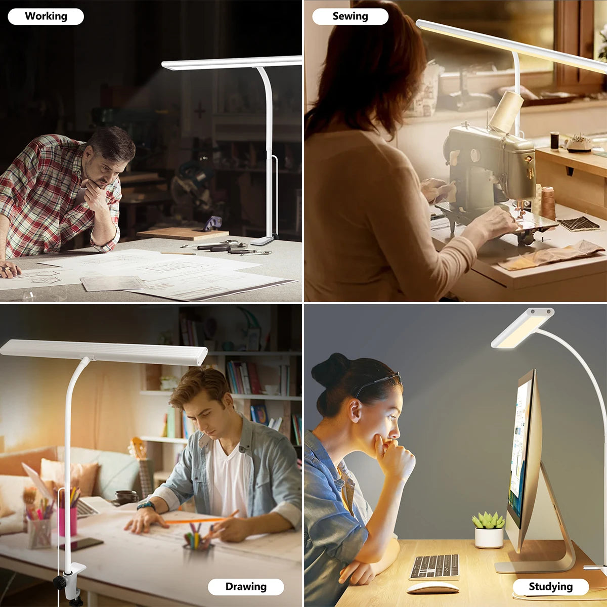 Adjustable flexible gooseneck LED desk lamp, eye-friendly desk lamp, stepless dimming, home office