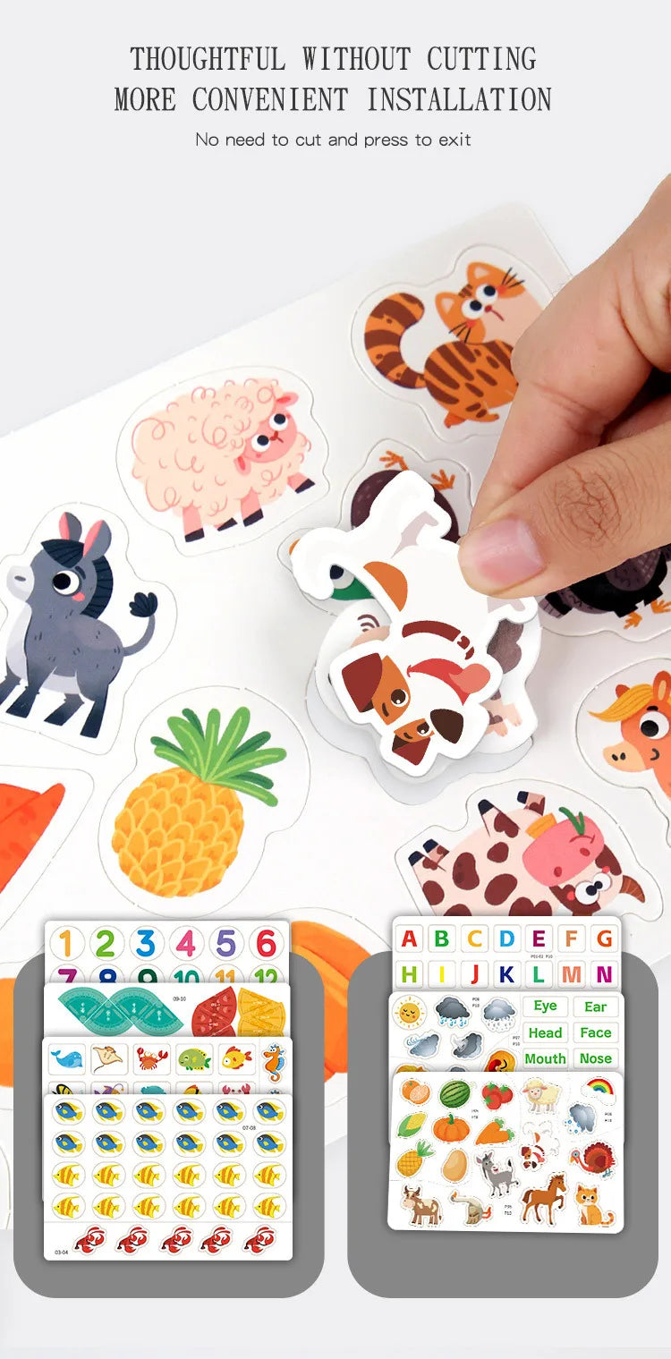 Livre occupé pour les tout-petits âgés de 2 à 6 ans, livre silencieux, activité d'apprentissage préscolaire, autocollant réutilisable et Velcro assorti Montessori Fine Mot