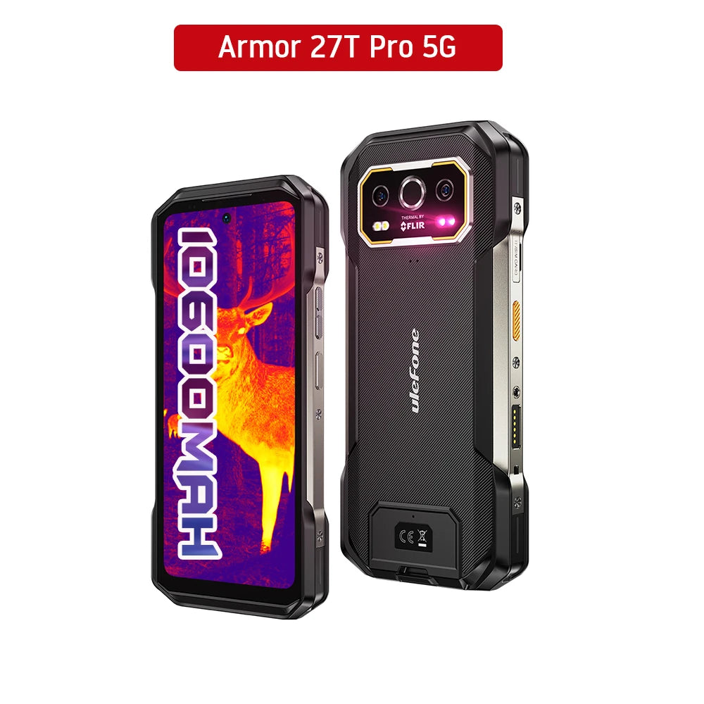 Ulefone Armor 27T Pro 5G Rugged Phone with THERMAL BY FLIR® 10600mAh Android 14 Smartphone 50MP+64MP 6.78" 24GB+256GB NFC Mobile Phone