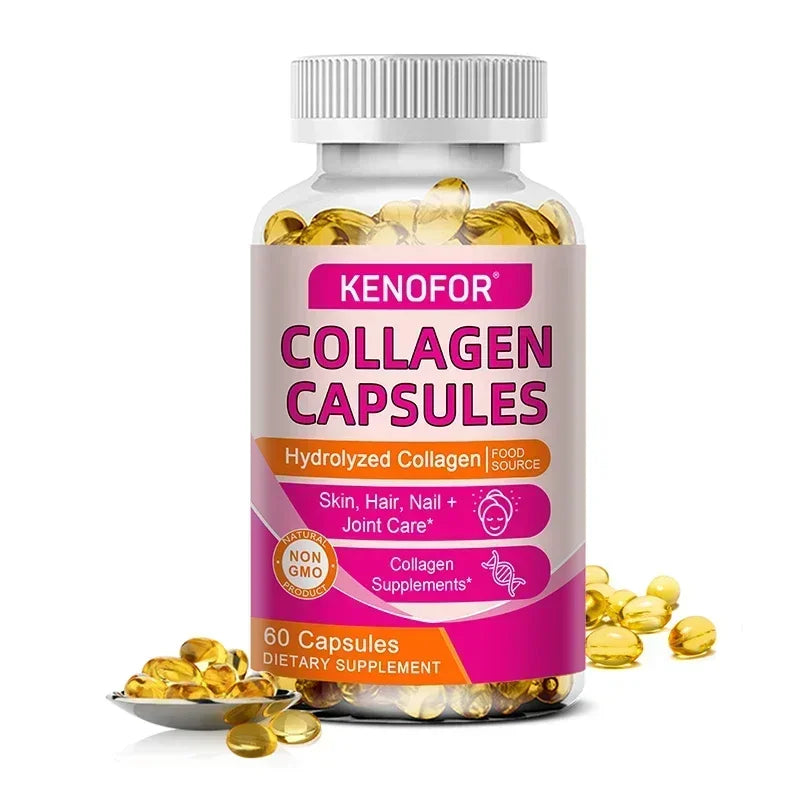 Capsules de collagène, supplément alimentaire de collagène bovin hydrolysé pour le soutien des articulations et des os, santé de la peau, anti-âge – Non OGM