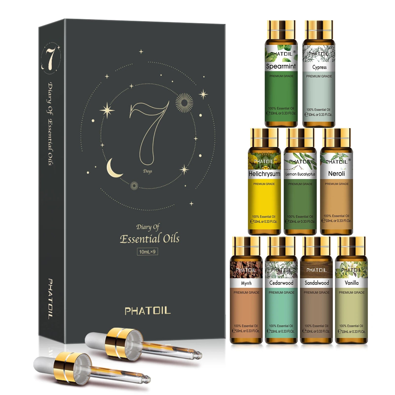 Pure natural gift set for humidifier and diffuser, essential oil set, Regina aromatic oil for skincare, DIY crafting, below, 10ml, 9 pieces