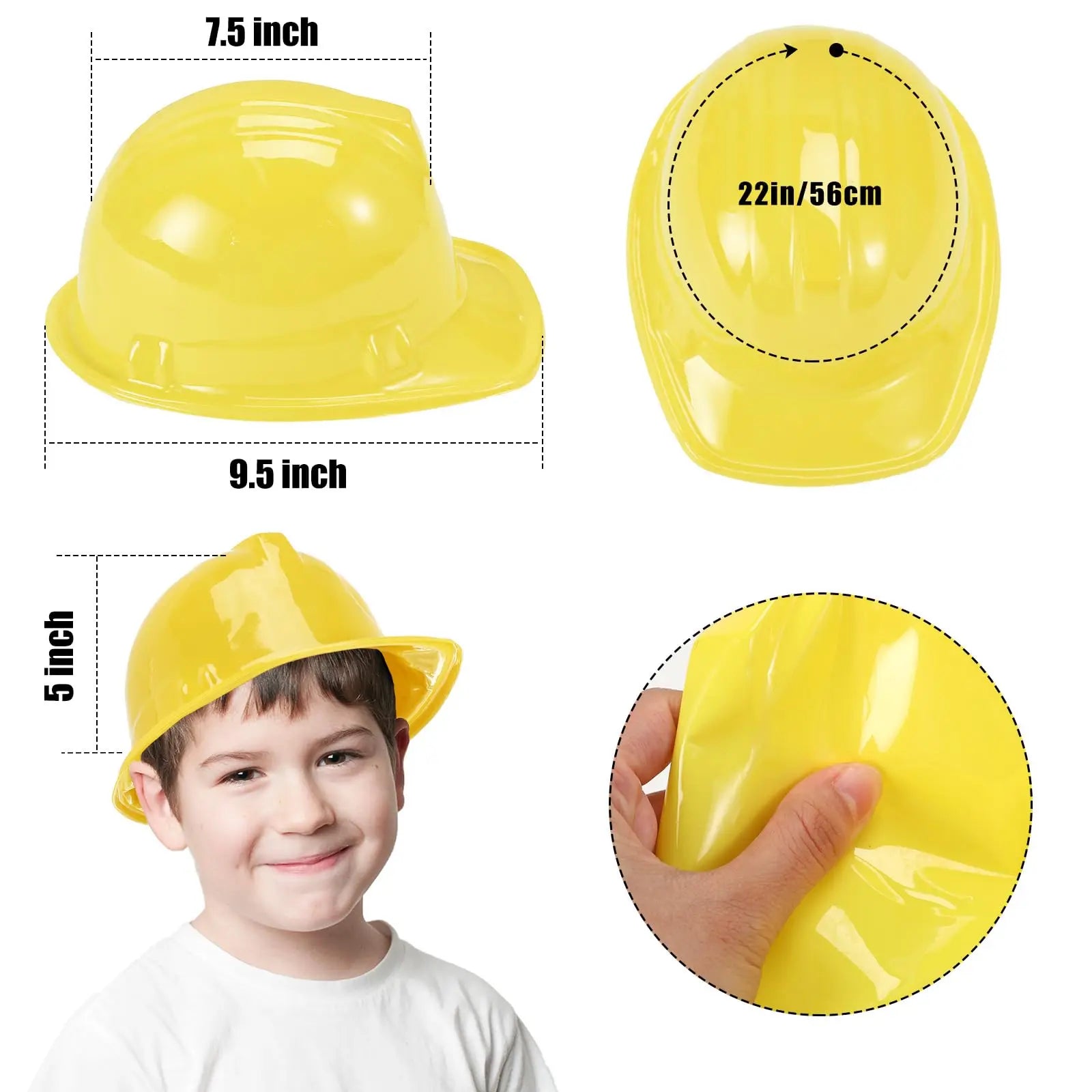 Chapeaux de Construction pour enfants, matériel en plastique souple, thème de Construction, chapeaux de robe de fête d'anniversaire, fournitures de décoration de fête, 12 pièces