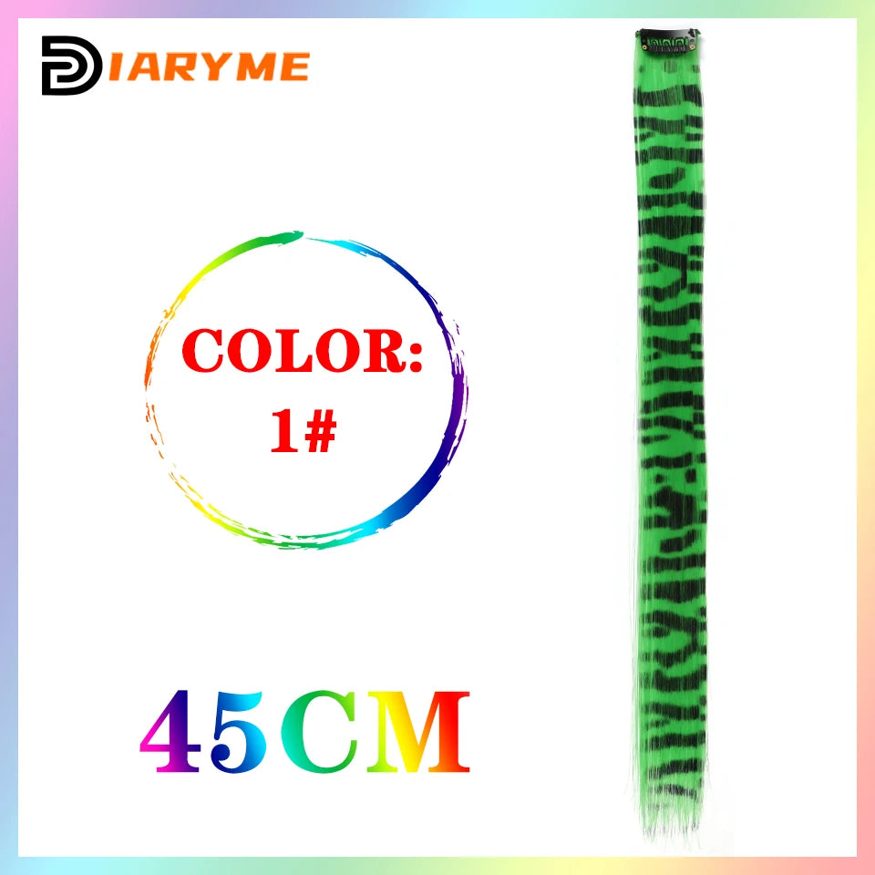 Colorful curly synthetic hair extensions for girls, long clip-in hairpiece, multicolored party strands, wig piece, for women and children
