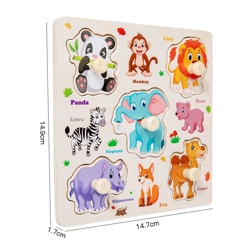 Jouets Montessori pour bébé, Puzzle 3d en bois, dessin animé, Intelligence animale, jouets éducatifs d'apprentissage précoce pour enfants