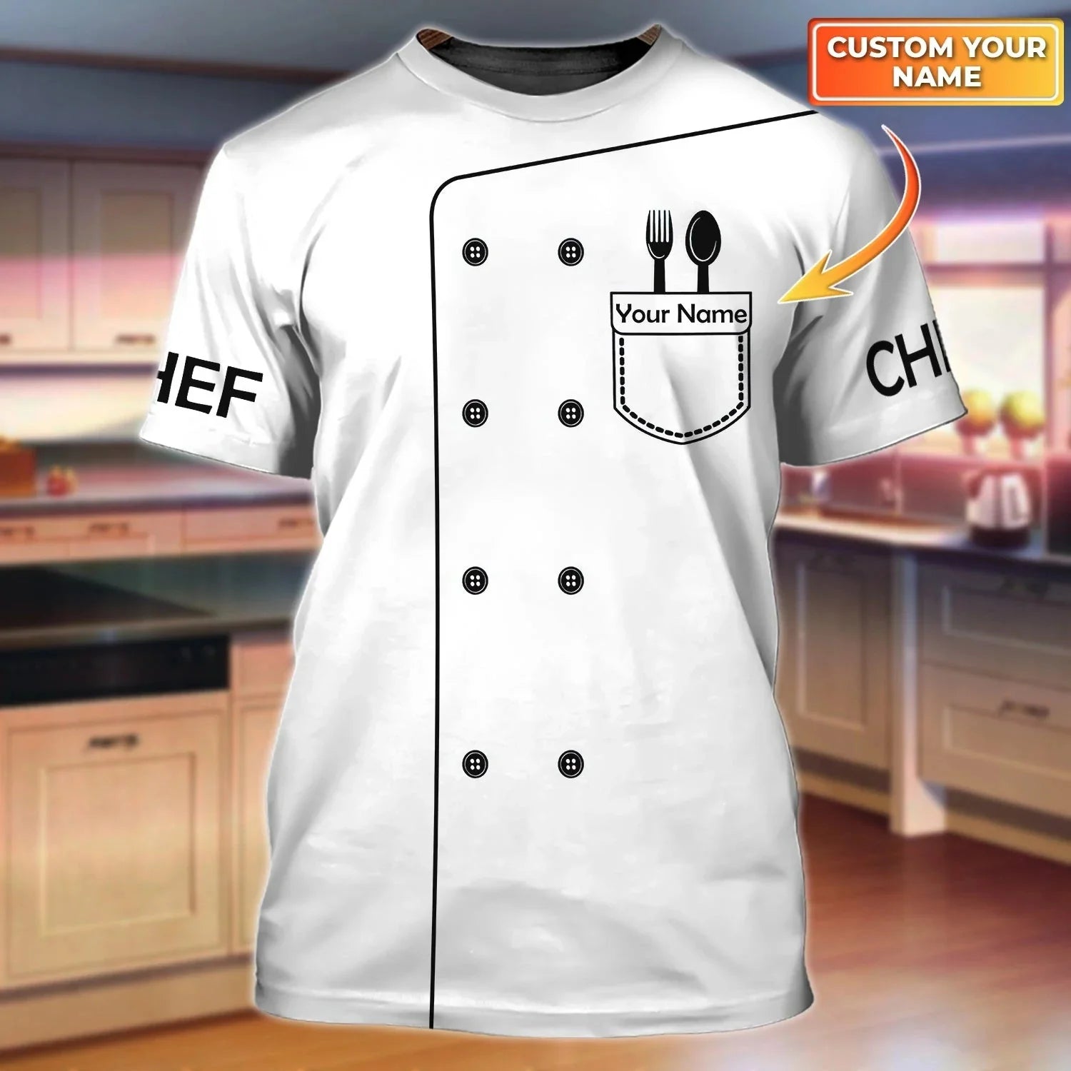 Uniforme de travail de chef pour hommes, T-shirt avec nom personnalisé, impression 3D, décontracté, 2023, séchage rapide et respirant, grande taille