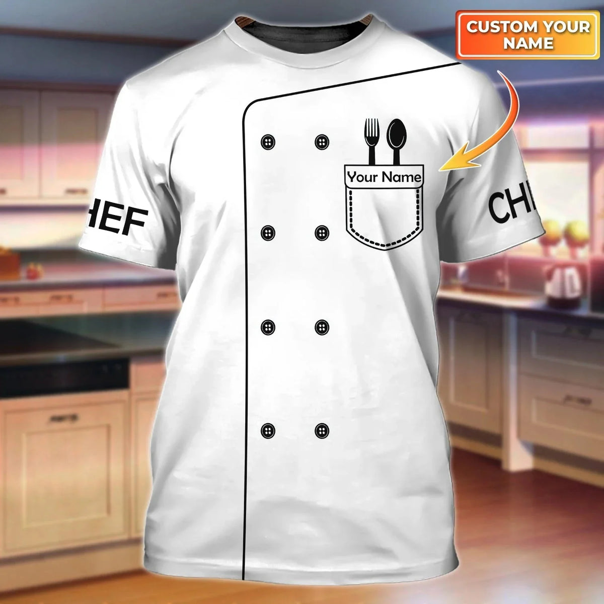 Uniforme de travail de chef pour hommes, T-shirt avec nom personnalisé, impression 3D, décontracté, 2023, séchage rapide et respirant, grande taille