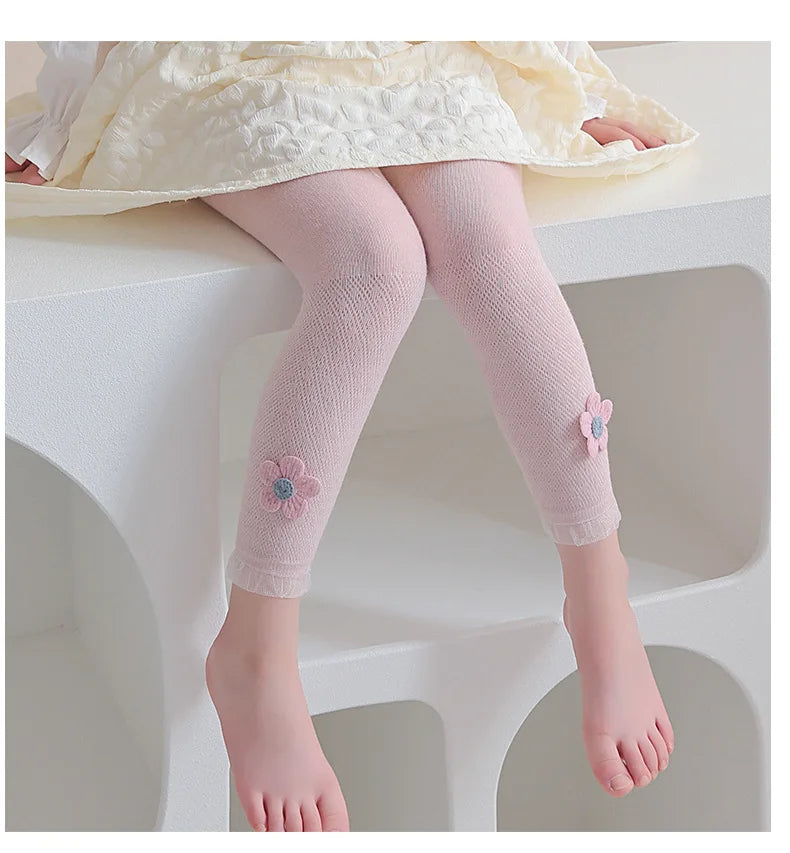 Leggings pour filles, pantalons ajourés pour enfants, vêtements d'été pour enfants, pantalons crayon à fleurs, Style coréen