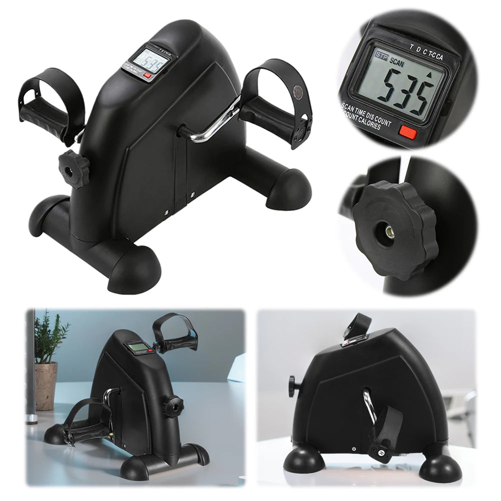 Mini entraîneur de bras et de jambes de vélo d'exercice, machine d'exercice de pédale de pied réglable, écran LCD, entraîneur de pédale portable pour le bureau à domicile