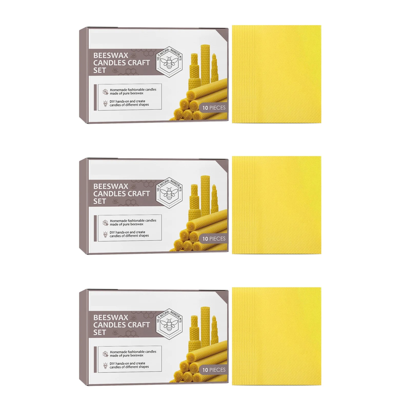 Bougies en cire d'abeille naturelle, 10 pièces, faites à la main, sans additifs, bougies de luxe haut de gamme pour dîner aux chandelles, cérémonie de mariage