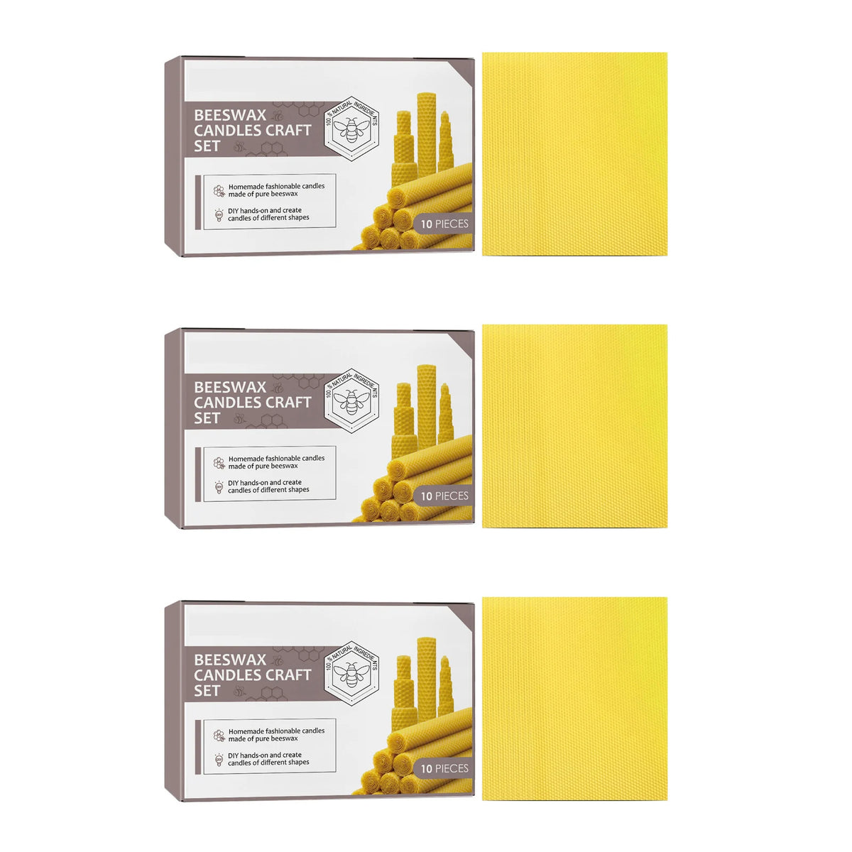 Bougies en cire d'abeille naturelle, 10 pièces, faites à la main, sans additifs, bougies de luxe haut de gamme pour dîner aux chandelles, cérémonie de mariage