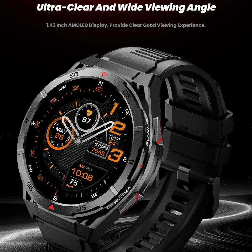 Nouvelle montre intelligente GPS sport boussole Altitude pression d'air appel de dent bleue 3ATM étanche santé AMOLED écran Smartwatch 480Mah