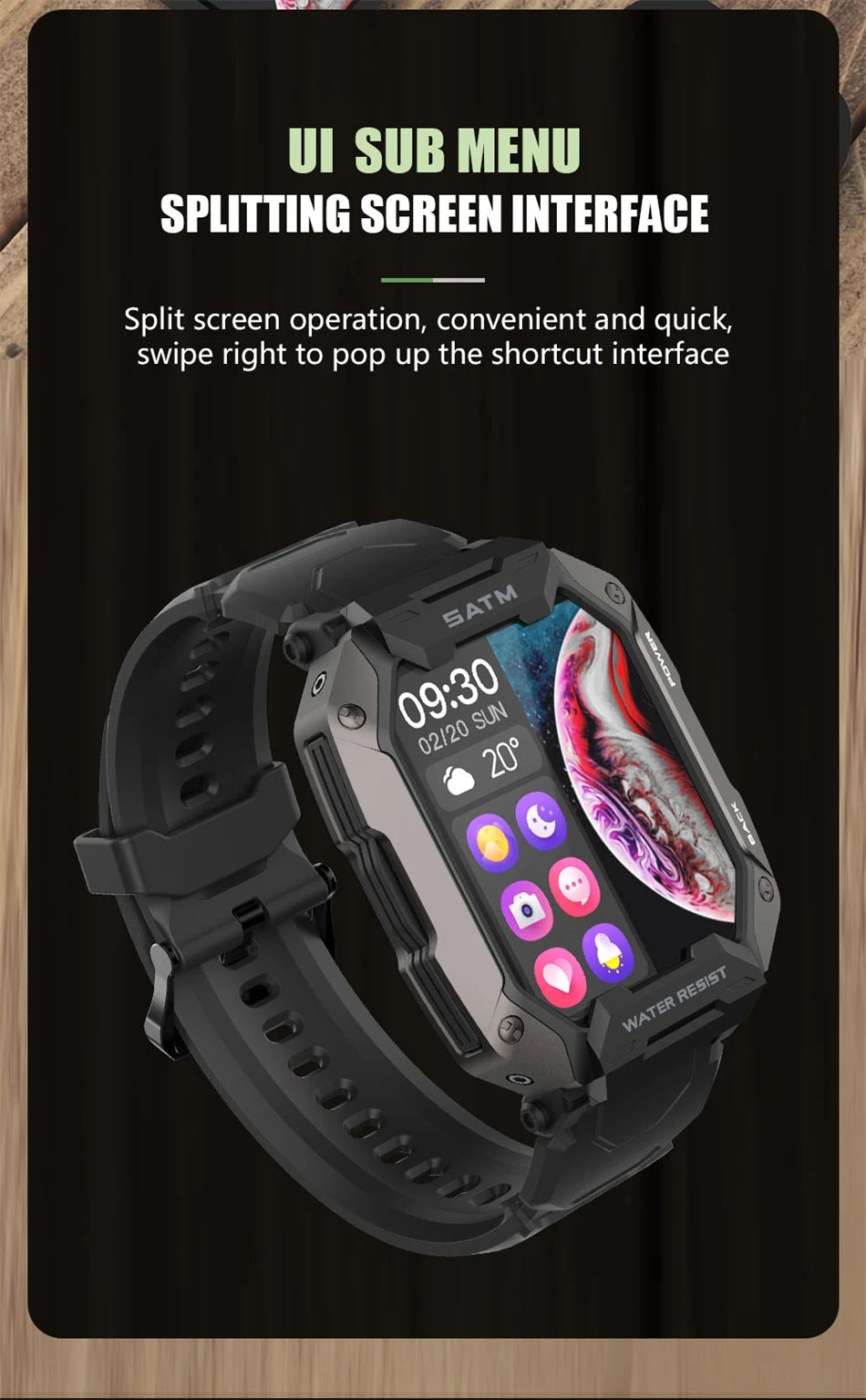 Montre intelligente étanche IP68 Iko pour hommes, horloge intelligente de natation, sports de plein air, suivi de la condition physique, moniteur de santé, montre intelligente pour Android, IOS