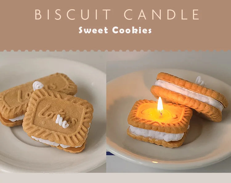 Cute handmade biscuit-shaped scented candle, for aromatherapy, soy wax, for weddings, birthdays, parties, and home decoration