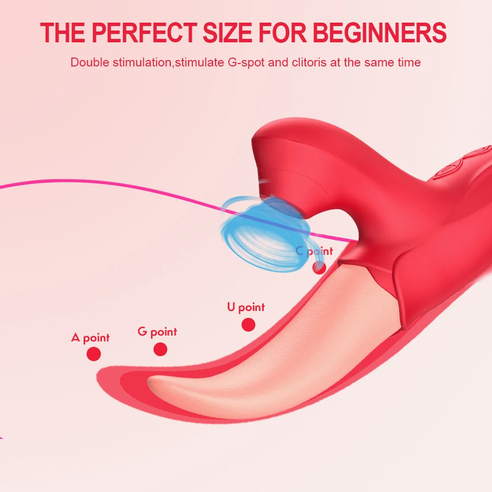 Vibromasseur Rose à succion avec léchage de langue pour femmes, Stimulation clitoridienne, stimulateur de mamelons, produits pour adultes, jouets sexuels