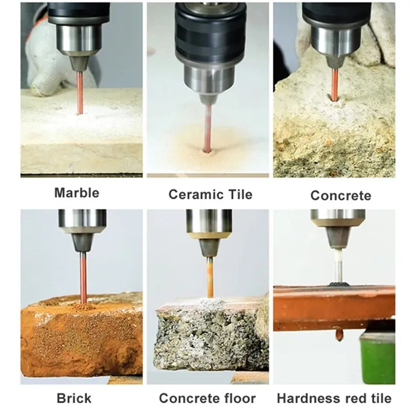 Jeu de forets à percussion en carbure, outils de forage multifonctionnels pour trous triangulaires 3-12mm pour le perçage de carreaux de verre, de céramique, de béton et de briques