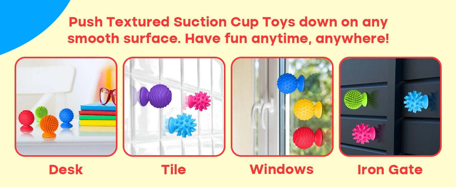 Ensemble de 8 jouets sensoriels souples en Silicone, avec ventouses texturées, jouets anti-Stress, cadeau d'activités