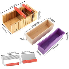 Kit de fabrication de savon fait à la main, boîte de découpe en bambou et boîte intérieure avec moule en Silicone, coupe droite en acier inoxydable et coupe ondulée, bricolage