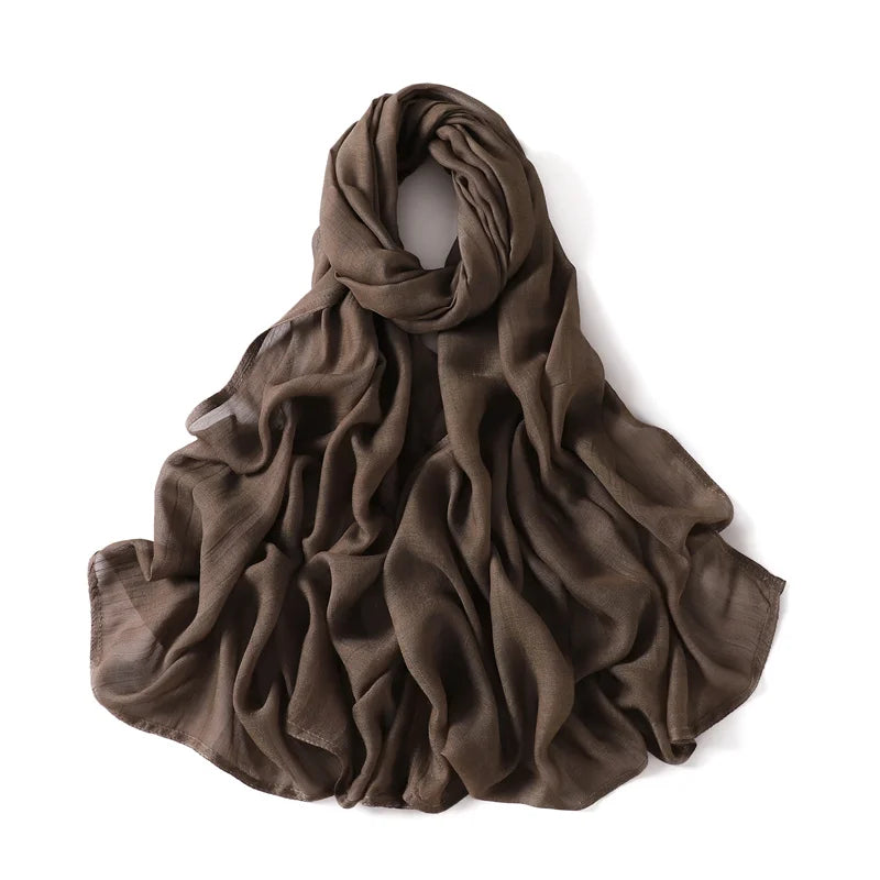 Ramadan Solid Color Plus Size Cotton Rayon Hijab Scarf Women's Muslim Headscarf Wraps Shawls Muslim Women's Headband Islamic Turban
