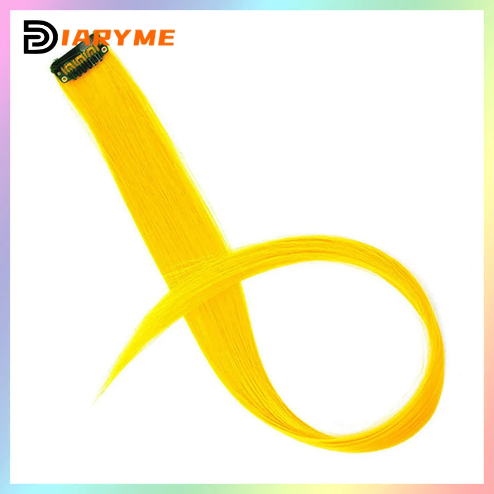 Colorful curly synthetic hair extensions for girls, long clip-in hairpiece, multicolored party strands, wig piece, for women and children