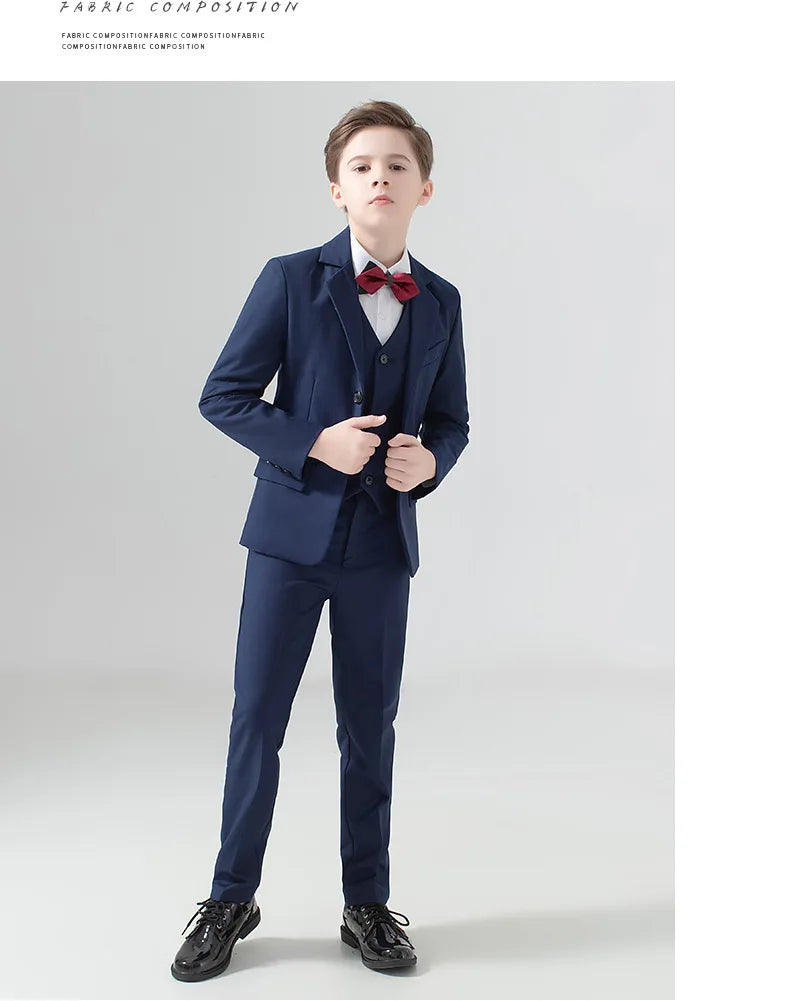 Children's Wedding Show Suit, Formal Suit, Blazer, Jacket, Pants, Bow Tie, 3 Pieces
