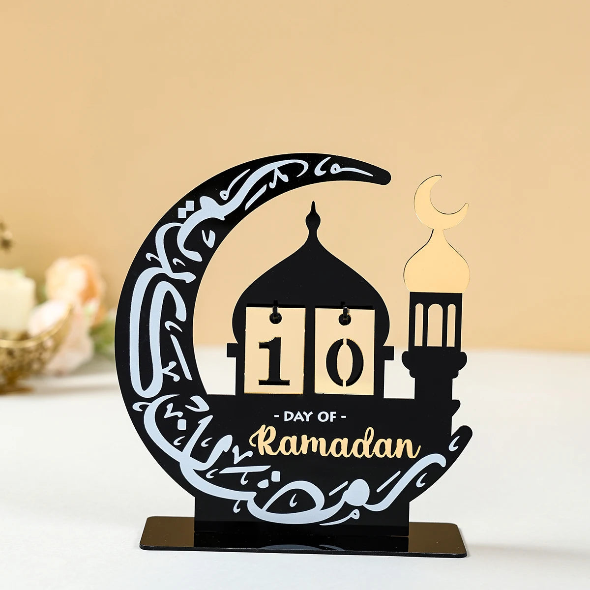 Calendrier de compte à rebours en acrylique pour Ramadan, ornements, cadeaux Eid Mubarak, décor pour la maison, fournitures de fête musulmane islamique 2025 Kareem