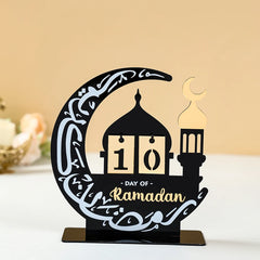 Calendrier de compte à rebours en acrylique pour Ramadan, ornements, cadeaux Eid Mubarak, décor pour la maison, fournitures de fête musulmane islamique 2025 Kareem