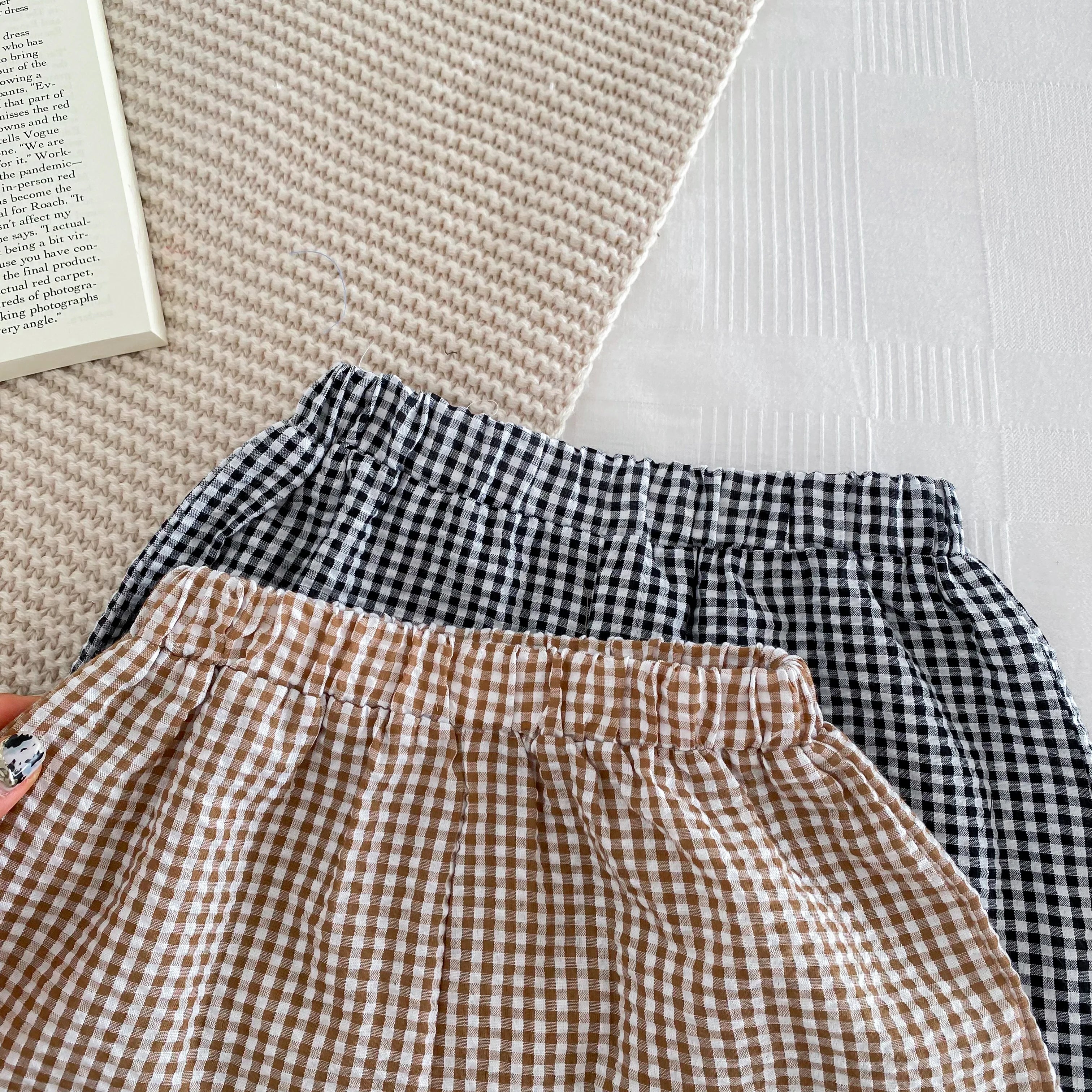 Tenue d'été pour enfants de 2 à 6 ans, vêtements pour bébés filles, chemisiers sans manches à carreaux + short, ensemble deux pièces