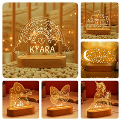 Bébé enfants USB veilleuse personnalisé enfants nom lampe personnalisé pépinière nouveau-né chambre décoration de la maison anniversaire Souvenir cadeau