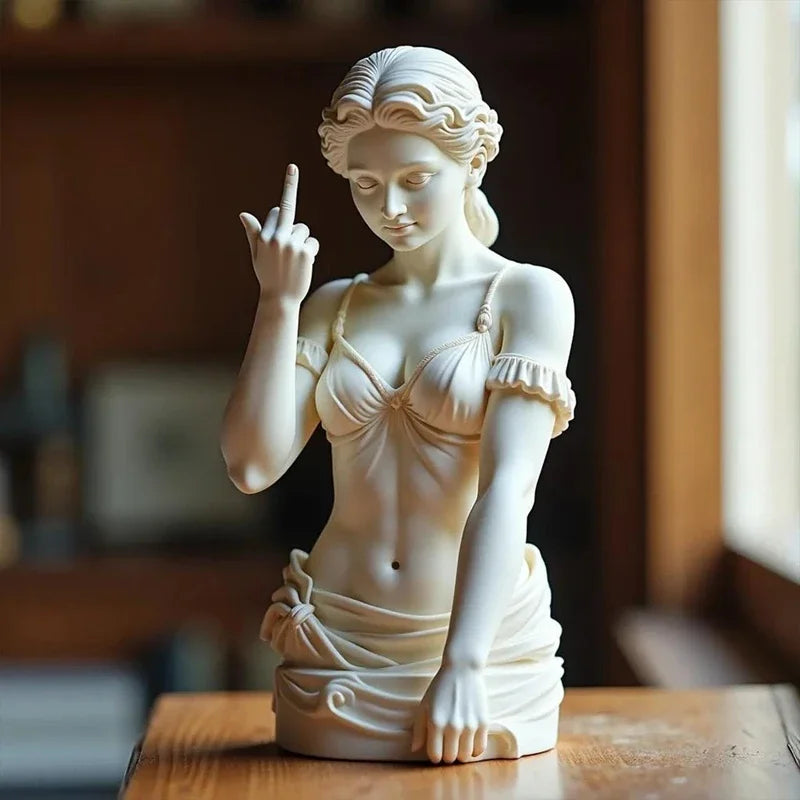 Statue de déesse de Vienne drôle en résine, Sculpture offensive du doigt du milieu, Figurines de bureau Medusa, nouveauté, cadeau artistique, décoration de maison