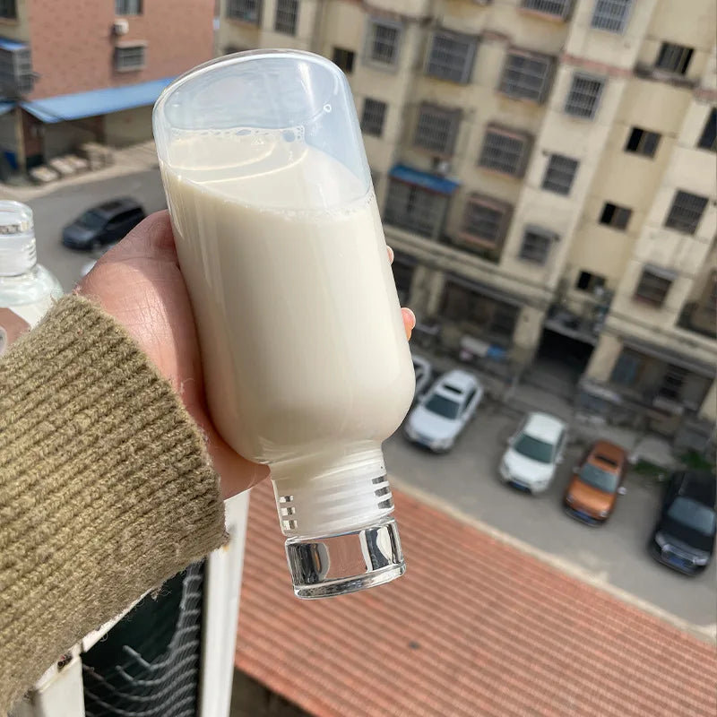 Bouteille d'Eau en Verre de Grande Capacité avec Couvercle Marqueur de Temps, pour Eau, Lait Transparent, Jus, Tasse Simple, Cadeau d'Anniversaire