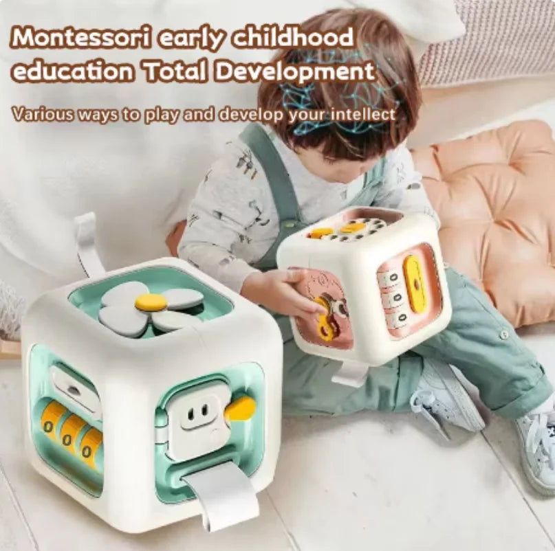 Jouets éducatifs Montessori 6 en 1, planche sensorielle occupée, compétences de pratique pour bébé, Cube de tiroir, jouets éducatifs Fidget pour fille et garçon